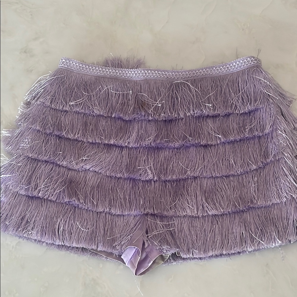 Lavender Fringe Skirt/ Skort Size Large Forever 21
